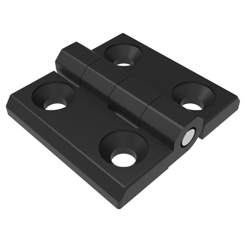 SOUTHCO Surface Mount Hinge, 60 mm size, with Mounting CSK Holes, Zinc Alloy, Black Powder coated [EH-DHFM-60-8]