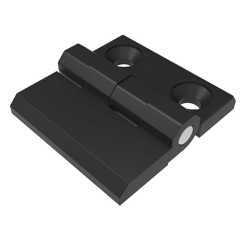 SOUTHCO Surface Mount Hinge, 60 mm size, with Mounting CSK Holes and Stud Mount, Zinc Alloy, Black Powder coated [EH-DHFM-60-8-SH]
