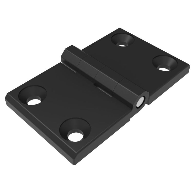 SOUTHCO Surface Mount Hinge, 60 mm size, with Mounting CSK Holes, Zinc Alloy, Black Powder coated [EH-DHFM-60101]