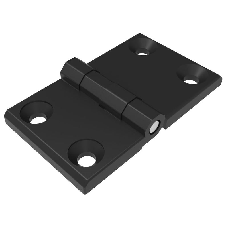SOUTHCO Surface Mount Hinge, 60 mm size, with Mounting CSK Holes, Zinc Alloy, Black Powder coated [EH-DHFM-60103]