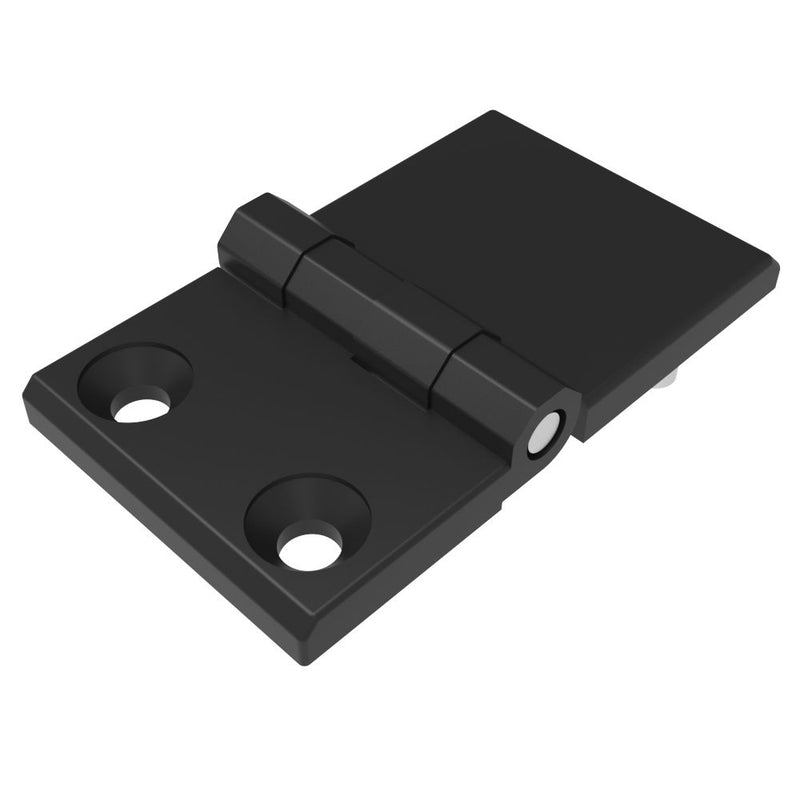 SOUTHCO Surface Mount Hinge, 60 mm size, with Mounting CSK Holes and Stud Mount, Zinc Alloy, Black Powder coated [EH-DHFM-60103-SH]