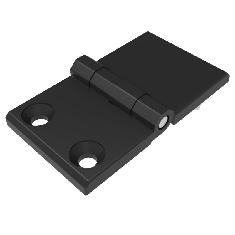 SOUTHCO Surface Mount Hinge, 60 mm size, with Mounting CSK Holes and Stud Mount, Zinc Alloy, Black Powder coated [EH-DHFM-60109-SH]
