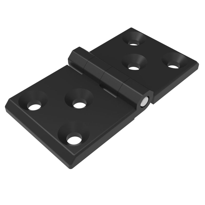 SOUTHCO Surface Mount Hinge, 60 mm size, with Mounting CSK Holes, Zinc Alloy, Black Powder coated [EH-DHFM-60117]