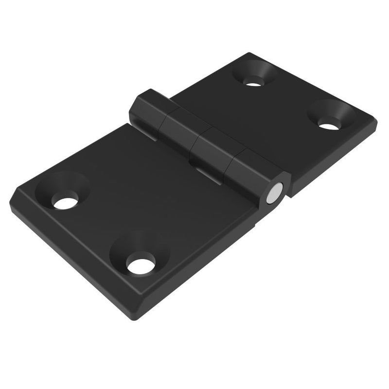 SOUTHCO Surface Mount Hinge, 60 mm size, with Mounting CSK Holes, Zinc Alloy, Black Powder coated [EH-DHFM-60117-2H]