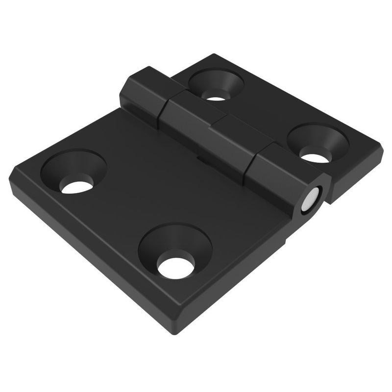 SOUTHCO Surface Mount Hinge, 60 mm size, with Mounting CSK Holes, Zinc Alloy, Black Powder coated [EH-DHFM-6076-8]
