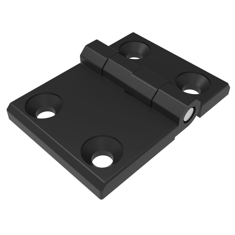 SOUTHCO Surface Mount Hinge, 60 mm size, with Mounting CSK Holes, Zinc Alloy, Black Powder coated [EH-DHFM-6082-8]