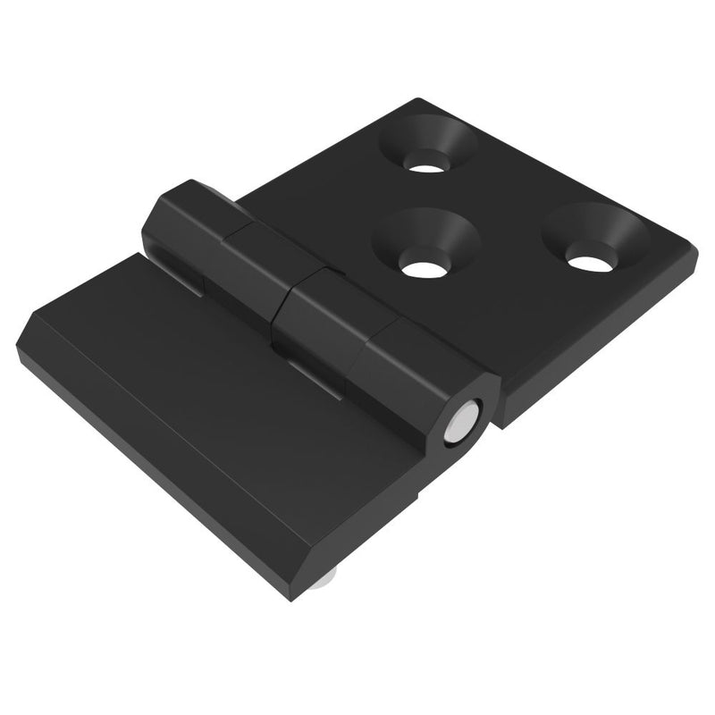 SOUTHCO Surface Mount Hinge, 60 mm size, with Mounting CSK Holes and Stud Mount, Zinc Alloy, Black Powder coated [EH-DHFM-6090-SH]