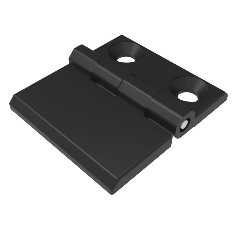 SOUTHCO Surface Mount Hinge, 60 mm size, with Mounting CSK Holes and Stud Mount, Zinc Alloy, Black Powder coated [EH-DHFM-68-SH-S6]