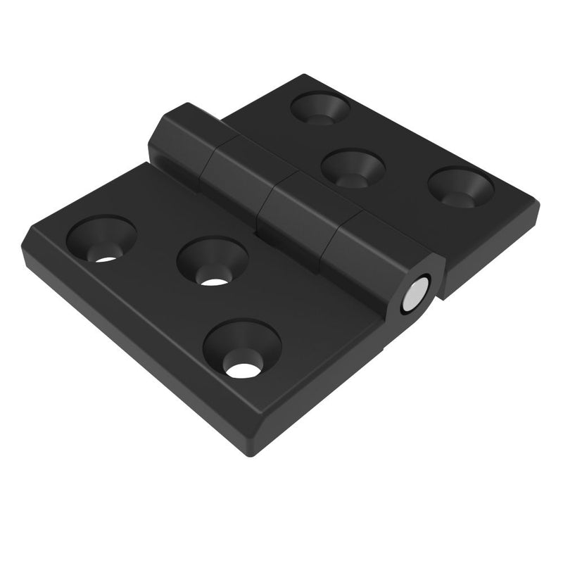 SOUTHCO Surface Mount Hinge, 60 mm size, with Mounting CSK Holes and Stud Mount, Zinc Alloy, Black Powder coated [EH-DHFM-76-8-3H]