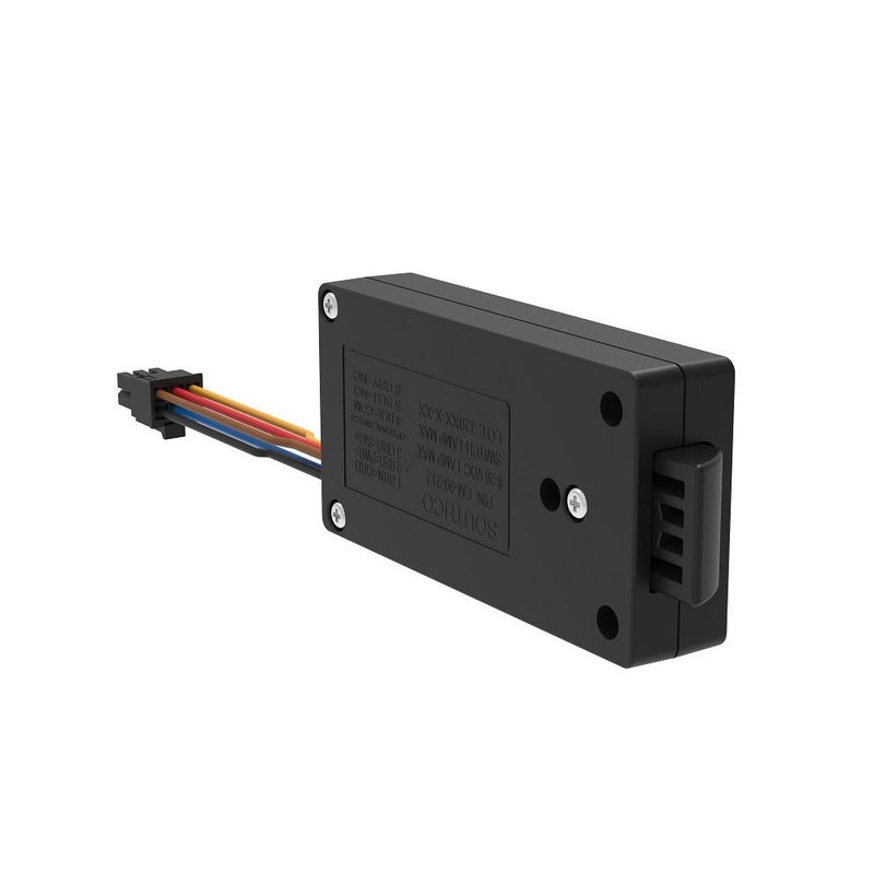 SOUTHCO Miniature Electronic Slide Bolt, Front Mount, With Microswitch, Without Mechanical Override, Plastic, Black [EM-05-11-110]