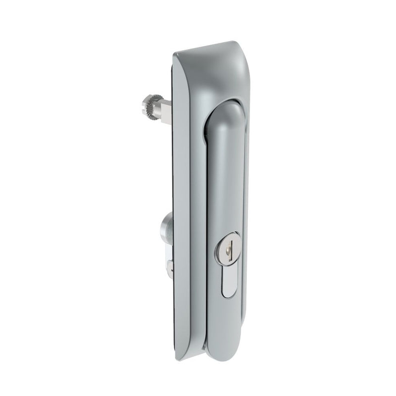 SOUTHCO Swinghandle Latch, Medium Size - 125 mm (4.92 in), Without Padlock Hasp, Use with Linear Actuator, CH 300 Key DIN, Non-Sealed, Zinc Alloy, Satin Chrome Plated [H3-50-122-044]