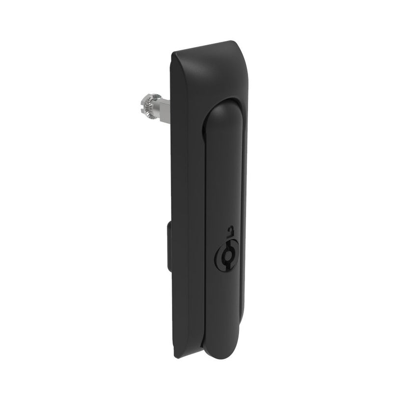 SOUTHCO Swinghandle Latch, Medium Size - 125 mm (4.92 in), Without Padlock Hasp, Use with Linear Actuator, 5 mm Double Bit, Non-Sealed, Zinc Alloy, Powder Coated, Black [H3-50-141-050]