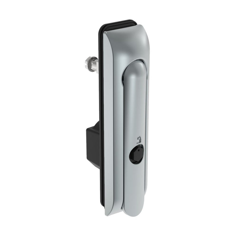 SOUTHCO Swinghandle Latch, Medium Size - 125 mm (4.92 in), Without Padlock Hasp, Use with Linear Actuator, Bellcore 216 Key, Sealed, Zinc Alloy, Satin Chrome Plated [H3-50-142-144]