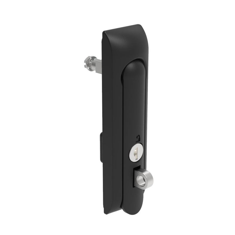 SOUTHCO Swinghandle Latch, Medium Size - 125 mm (4.92 in), With Padlock Hasp, Use with Linear Actuator or as Single Point Latch, CH 751 Key (2 Keys Included), Non-Sealed, Zinc Alloy, Powder Coated, Black [H3-50-201-050]