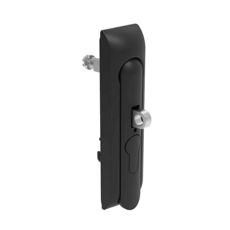 SOUTHCO Swinghandle Latch, Medium Size - 125 mm (4.92 in), With Padlock Hasp, Use with Linear Actuator or as Single Point Latch, Non-Locking with detent, Non-Sealed, Zinc Alloy, Powder Coated, Black [H3-50-220-050]