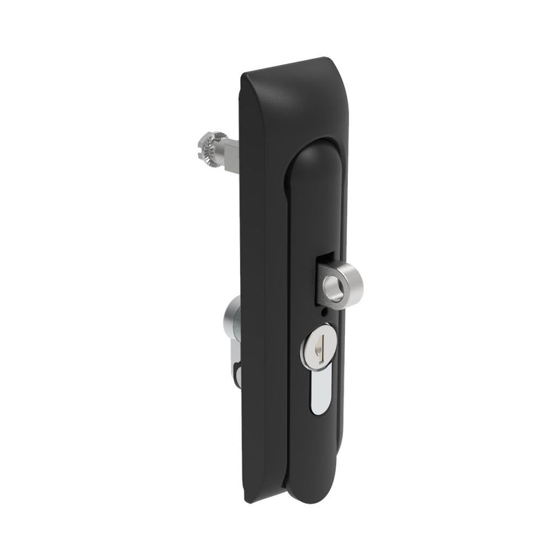 SOUTHCO Swinghandle Latch, Medium Size - 125 mm (4.92 in), With Padlock Hasp, Use with Linear Actuator or as Single Point Latch, CH 751 Key DIN, Non-Sealed, Zinc Alloy, Powder Coated, Black [H3-50-221-050]