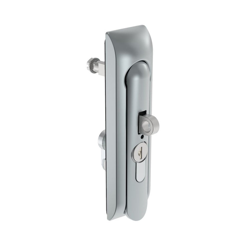 SOUTHCO Swinghandle Latch, Medium Size - 125 mm (4.92 in), With Padlock Hasp, Use with Linear Actuator or as Single Point Latch, CH 333 Key DIN, Non-Sealed, Zinc Alloy, Satin Chrome Plated [H3-50-223-044]