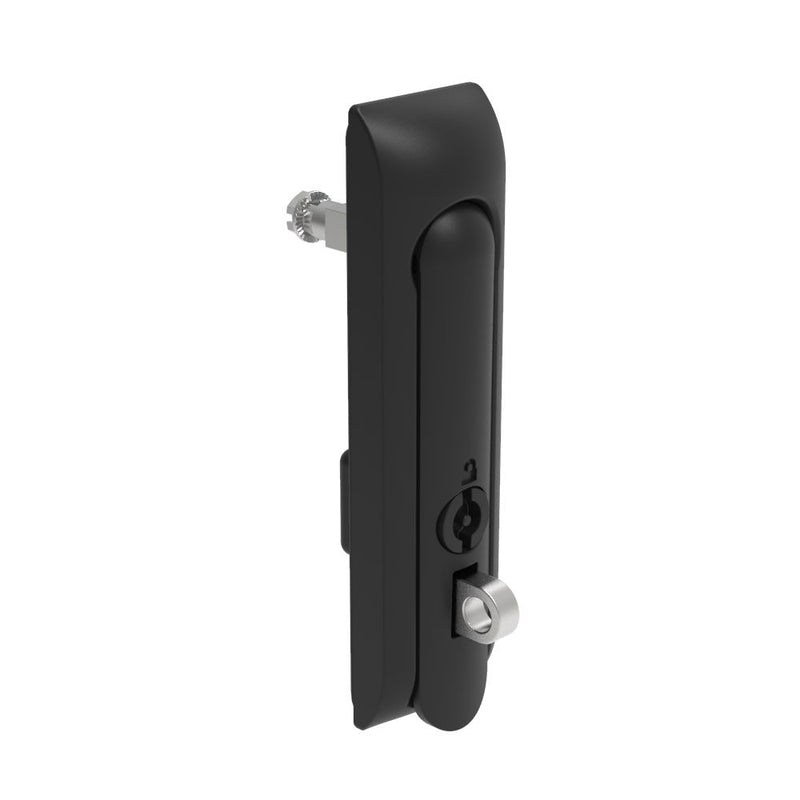 SOUTHCO Swinghandle Latch, Medium Size - 125 mm (4.92 in), With Padlock Hasp, Use with Linear Actuator or as Single Point Latch, 3 mm Double Bit, Non-Sealed, Zinc Alloy, Powder Coated, Black [H3-50-240-050]