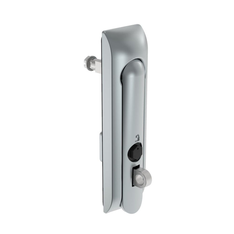 SOUTHCO Swinghandle Latch, Medium Size - 125 mm (4.92 in), With Padlock Hasp, Use with Linear Actuator or as Single Point Latch, Bellcore 216 Key, Non-Sealed, Zinc Alloy, Satin Chrome Plated [H3-50-242-044]