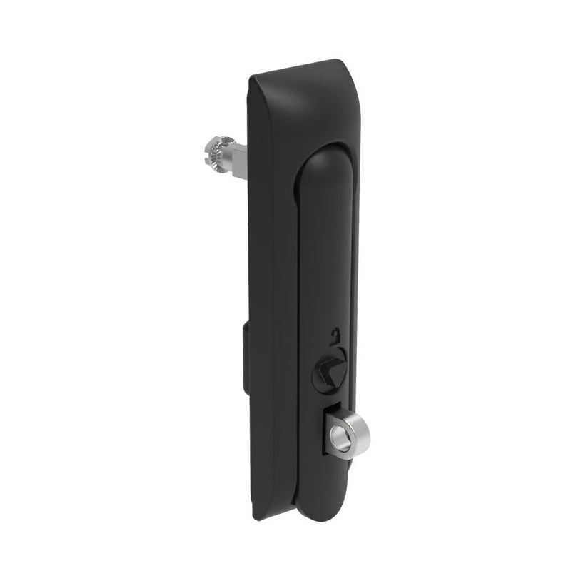 SOUTHCO Swinghandle Latch, Medium Size - 125 mm (4.92 in), With Padlock Hasp, Use with Linear Actuator or as Single Point Latch, 8 mm Triangle, Non-Sealed, Zinc Alloy, Powder Coated, Black [H3-50-247-050]