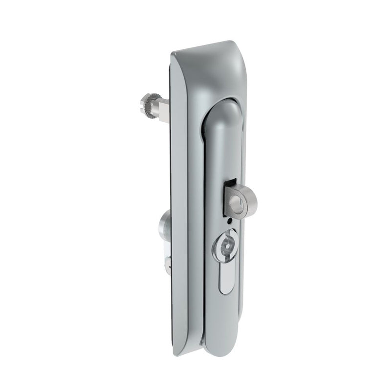 SOUTHCO Swinghandle Latch, Medium Size - 125 mm (4.92 in), With Padlock Hasp, Use with Linear Actuator or as Single Point Latch, 3 mm Double Bit DIN, Non-Sealed, Zinc Alloy, Satin Chrome Plated [H3-50-270-044]