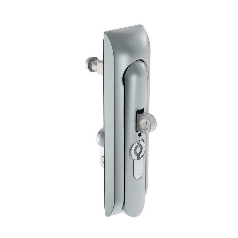 SOUTHCO Swinghandle Latch, Medium Size - 125 mm (4.92 in), With Padlock Hasp, Use with Linear Actuator or as Single Point Latch, 5 mm Double Bit DIN, Non-Sealed, Zinc Alloy, Satin Chrome Plated [H3-50-271-044]