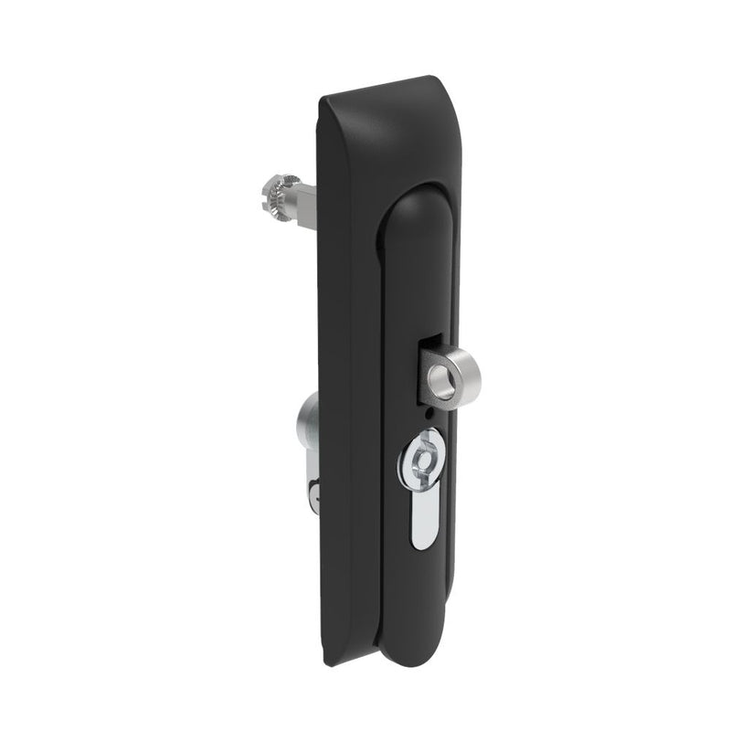SOUTHCO Swinghandle Latch, Medium Size - 125 mm (4.92 in), With Padlock Hasp, Use with Linear Actuator or as Single Point Latch, 5 mm Double Bit DIN, Non-Sealed, Zinc Alloy, Powder Coated, Black [H3-50-271-050]