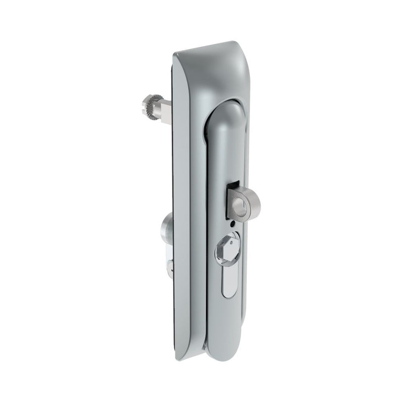 SOUTHCO Swinghandle Latch, Medium Size - 125 mm (4.92 in), With Padlock Hasp, Use with Linear Actuator or as Single Point Latch, Bellcore 216 Key DIN, Non-Sealed, Zinc Alloy, Satin Chrome Plated [H3-50-272-044]