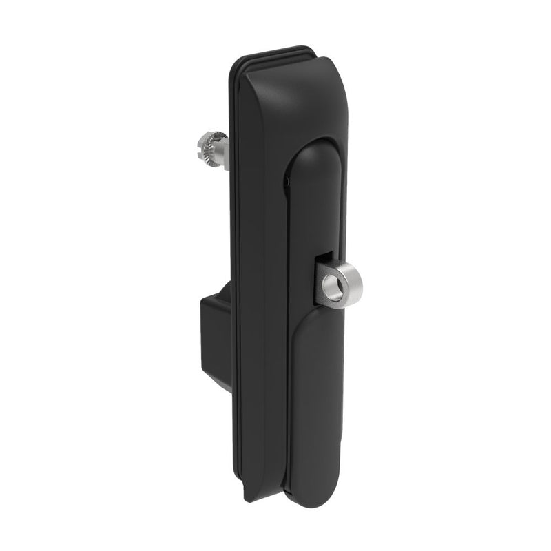 SOUTHCO Swinghandle Latch, Medium Size - 125 mm (4.92 in), With Padlock Hasp, Use with Linear Actuator or as Single Point Latch, Bellcore 216 Key DIN, Sealed, Zinc Alloy, Powder Coated, Black [H3-50-272-150]