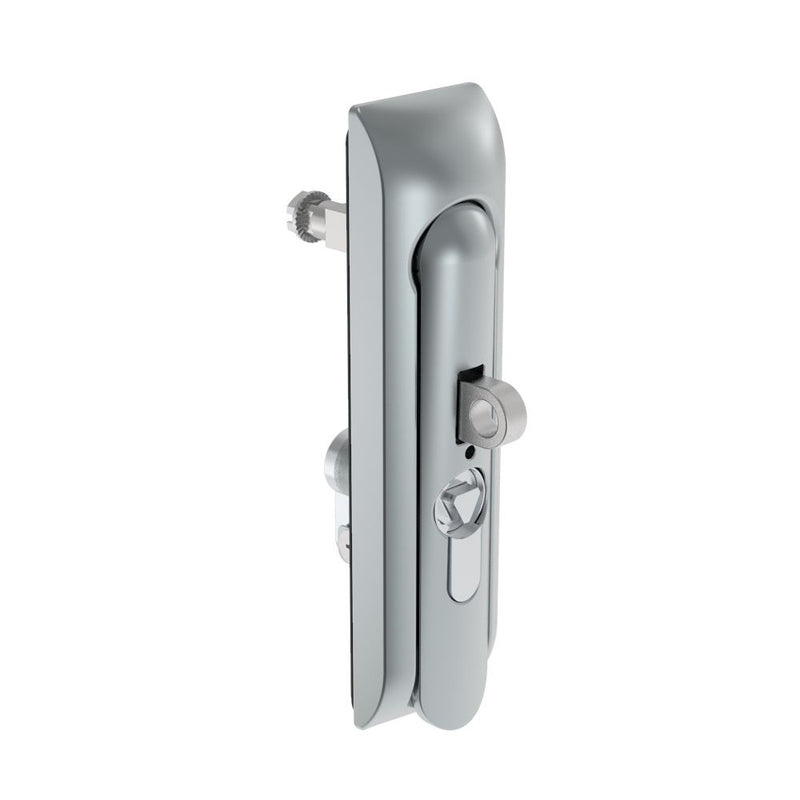 SOUTHCO Swinghandle Latch, Medium Size - 125 mm (4.92 in), With Padlock Hasp, Use with Linear Actuator or as Single Point Latch, 8 mm Triangle DIN, Non-Sealed, Zinc Alloy, Satin Chrome Plated [H3-50-277-044]