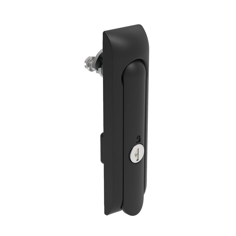 SOUTHCO Swinghandle Latch, Medium Size - 125 mm (4.92 in), Without Padlock Hasp, Use with Linear Actuator, CH 751 Key (2 Keys Included), Non-Sealed, Zinc Alloy, Powder Coated, Black [H3-50-301-050]