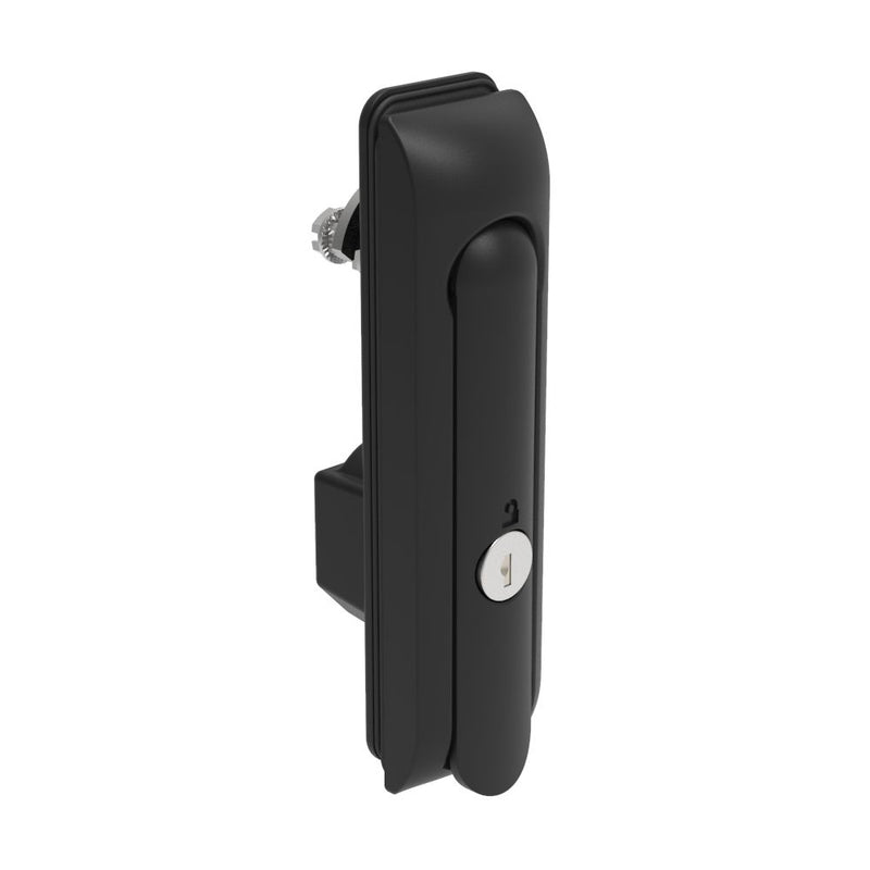 SOUTHCO Swinghandle Latch, Medium Size - 125 mm (4.92 in), Without Padlock Hasp, Use with Linear Actuator, CH 300 Key, Sealed, Zinc Alloy, Powder Coated, Black [H3-50-302-150]
