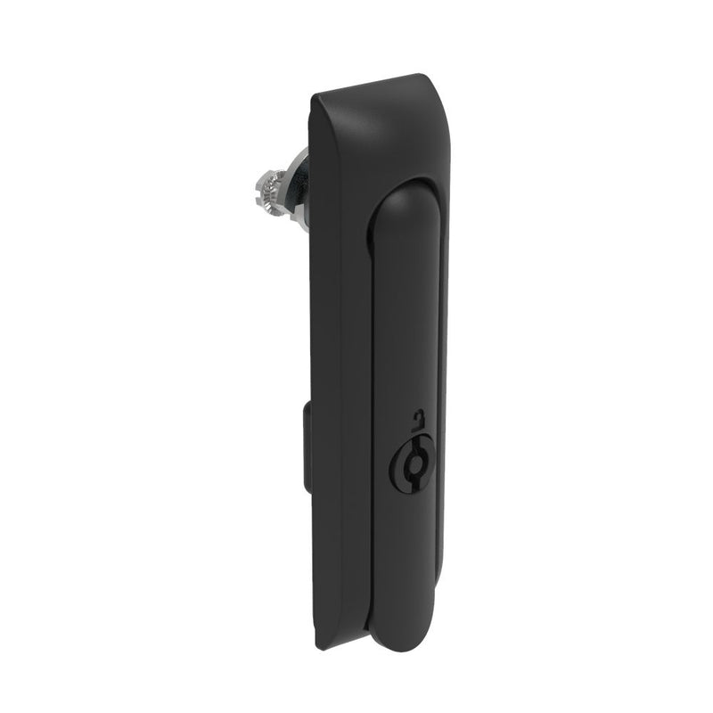 SOUTHCO Swinghandle Latch, Medium Size - 125 mm (4.92 in), Without Padlock Hasp, Use with Linear Actuator, 5 mm Double Bit, Non-Sealed, Zinc Alloy, Powder Coated, Black [H3-50-341-050]