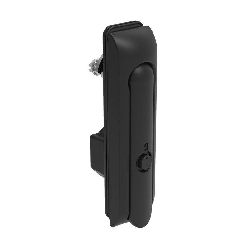 SOUTHCO Swinghandle Latch, Medium Size - 125 mm (4.92 in), Without Padlock Hasp, Use with Linear Actuator, Bellcore 216 Key, Sealed, Zinc Alloy, Powder Coated, Black [H3-50-342-150]