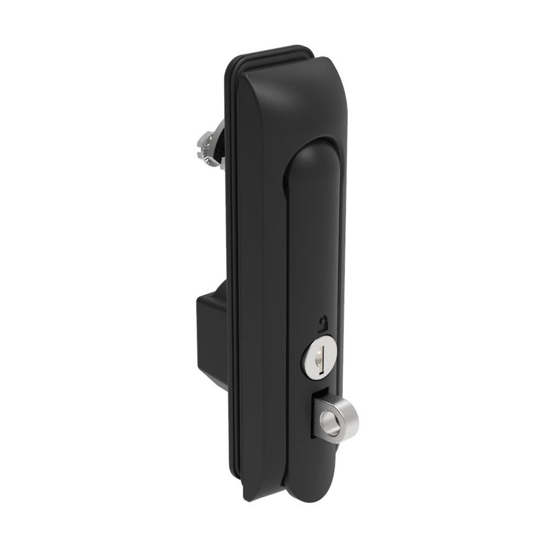 SOUTHCO Swinghandle Latch, Medium Size - 125 mm (4.92 in), With Padlock Hasp, Use with Linear Actuator or as Single Point Latch, CH 751 Key (2 Keys Included), Sealed, Zinc Alloy, Powder Coated, Black [H3-50-401-150]