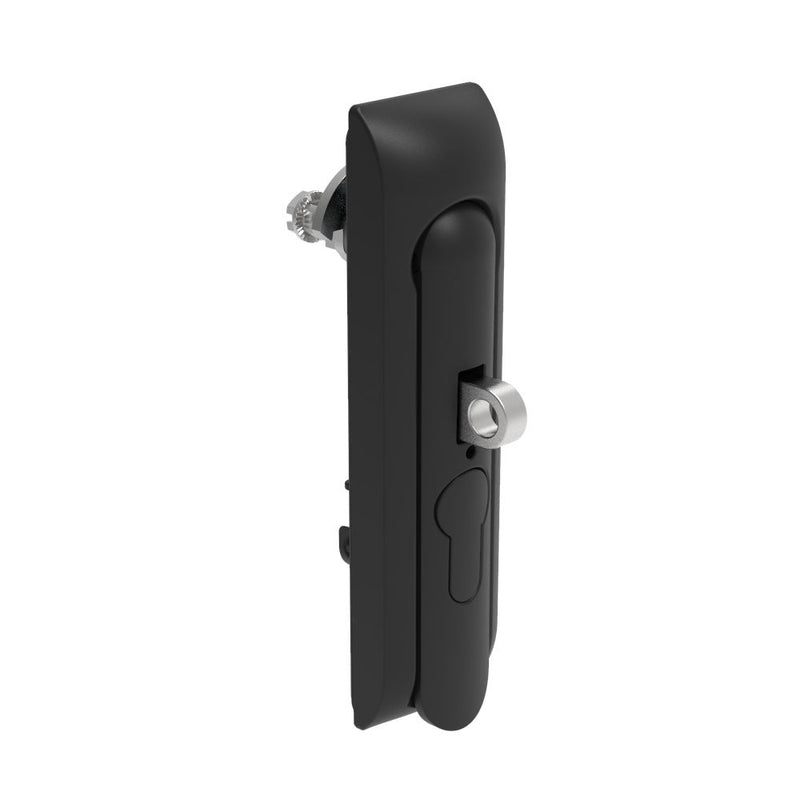 SOUTHCO Swinghandle Latch, Medium Size - 125 mm (4.92 in), With Padlock Hasp, Use with Linear Actuator or as Single Point Latch, Non-Locking with detent, Non-Sealed, Zinc Alloy, Powder Coated, Black [H3-50-420-050]