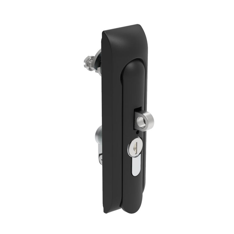 SOUTHCO Swinghandle Latch, Medium Size - 125 mm (4.92 in), With Padlock Hasp, Use with Linear Actuator or as Single Point Latch, CH 300 Key DIN, Non-Sealed, Zinc Alloy, Powder Coated, Black [H3-50-422-050]
