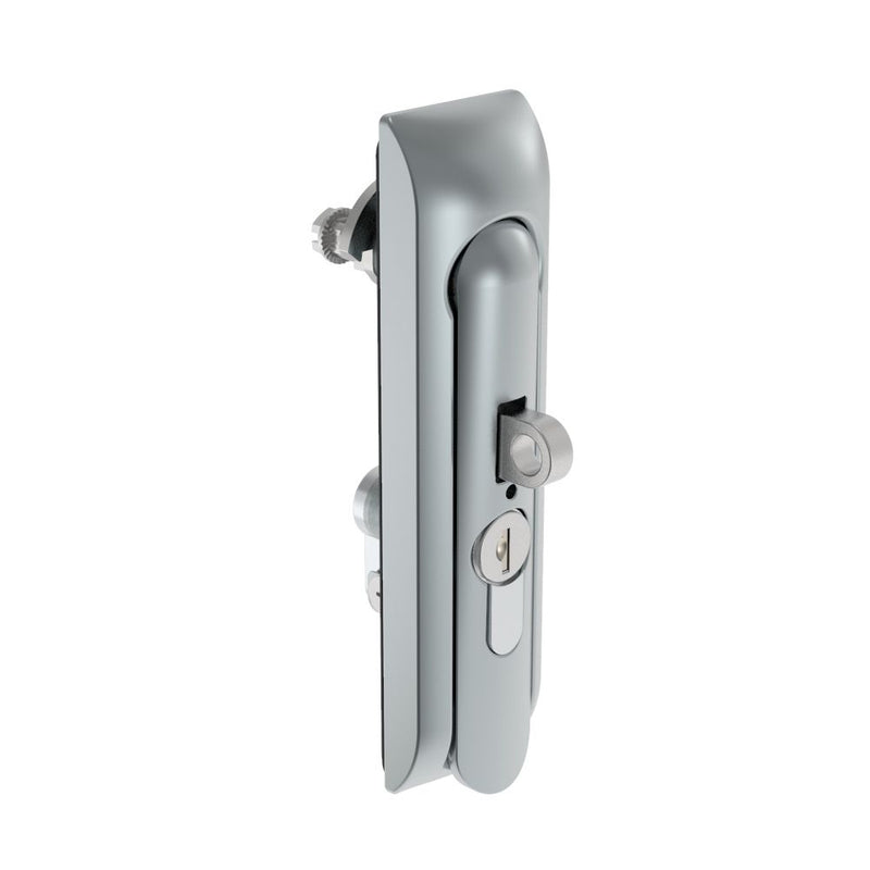 SOUTHCO Swinghandle Latch, Medium Size - 125 mm (4.92 in), With Padlock Hasp, Use with Linear Actuator or as Single Point Latch, CH 333 Key DIN, Non-Sealed, Zinc Alloy, Satin Chrome Plated [H3-50-423-044]