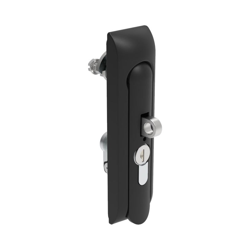 SOUTHCO Swinghandle Latch, Medium Size - 125 mm (4.92 in), With Padlock Hasp, Use with Linear Actuator or as Single Point Latch, CH 333 Key DIN, Non-Sealed, Zinc Alloy, Powder Coated, Black [H3-50-423-050]