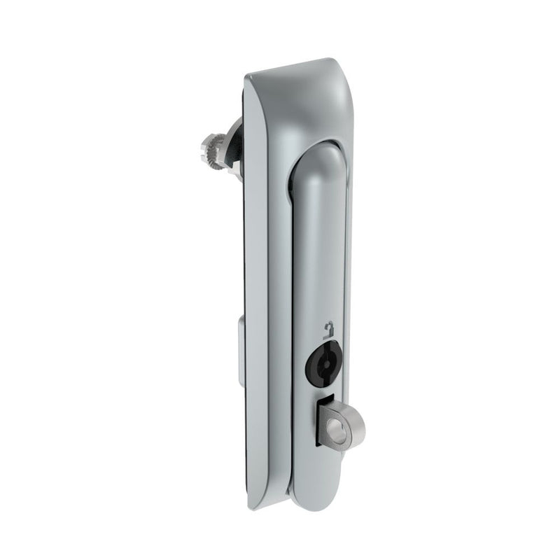 SOUTHCO Swinghandle Latch, Medium Size - 125 mm (4.92 in), With Padlock Hasp, Use with Linear Actuator or as Single Point Latch, 3 mm Double Bit, Non-Sealed, Zinc Alloy, Satin Chrome Plated [H3-50-440-044]