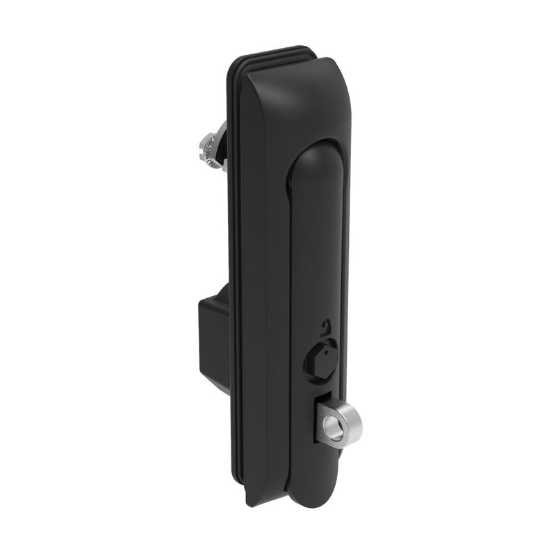 SOUTHCO Swinghandle Latch, Medium Size - 125 mm (4.92 in), With Padlock Hasp, Use with Linear Actuator or as Single Point Latch, Bellcore 216 Key, Sealed, Zinc Alloy, Powder Coated, Black [H3-50-442-150]
