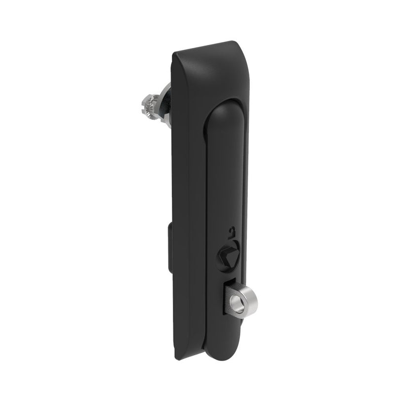 SOUTHCO Swinghandle Latch, Medium Size - 125 mm (4.92 in), With Padlock Hasp, Use with Linear Actuator or as Single Point Latch, 8 mm Triangle, Non-Sealed, Zinc Alloy, Powder Coated, Black [H3-50-447-050]