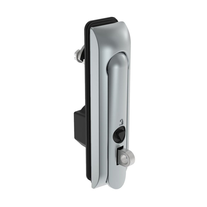 SOUTHCO Swinghandle Latch, Medium Size - 125 mm (4.92 in), With Padlock Hasp, Use with Linear Actuator or as Single Point Latch, 8 mm Triangle, Sealed, Zinc Alloy, Satin Chrome Plated [H3-50-447-144]