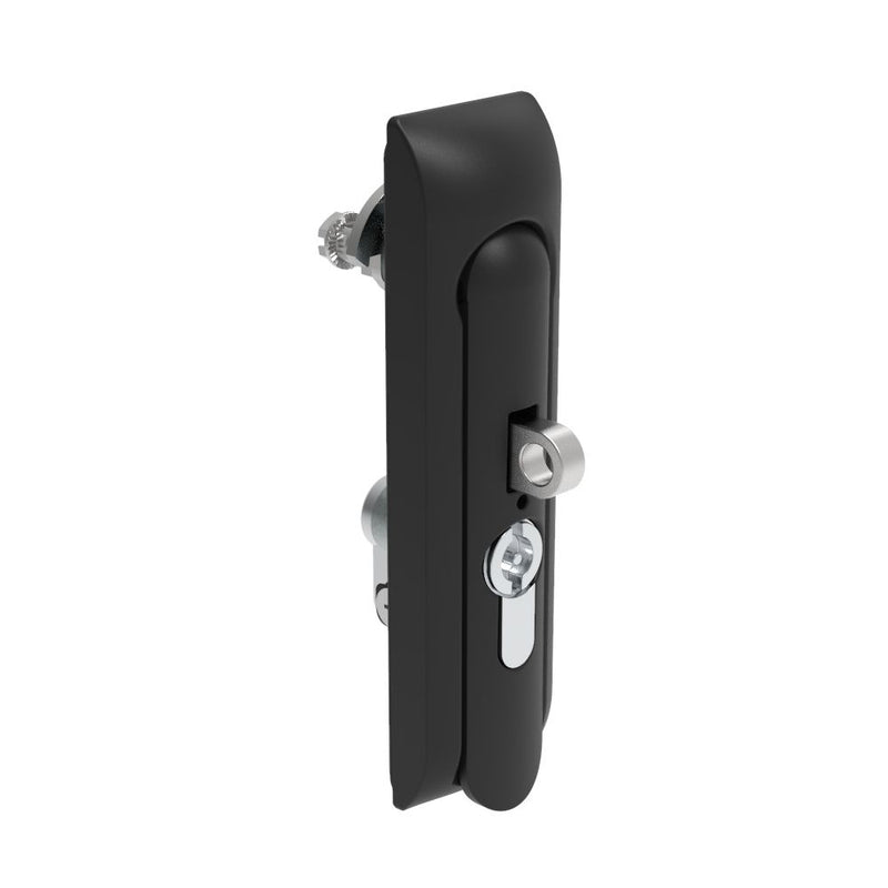 SOUTHCO Swinghandle Latch, Medium Size - 125 mm (4.92 in), With Padlock Hasp, Use with Linear Actuator or as Single Point Latch, 3 mm Double Bit DIN, Non-Sealed, Zinc Alloy, Powder Coated, Black [H3-50-470-050]