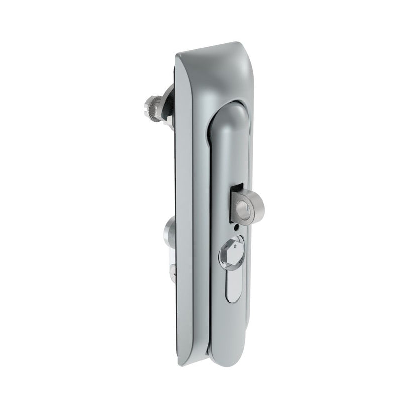 SOUTHCO Swinghandle Latch, Medium Size - 125 mm (4.92 in), With Padlock Hasp, Use with Linear Actuator or as Single Point Latch, Bellcore 216 Key DIN, Non-Sealed, Zinc Alloy, Satin Chrome Plated [H3-50-472-044]
