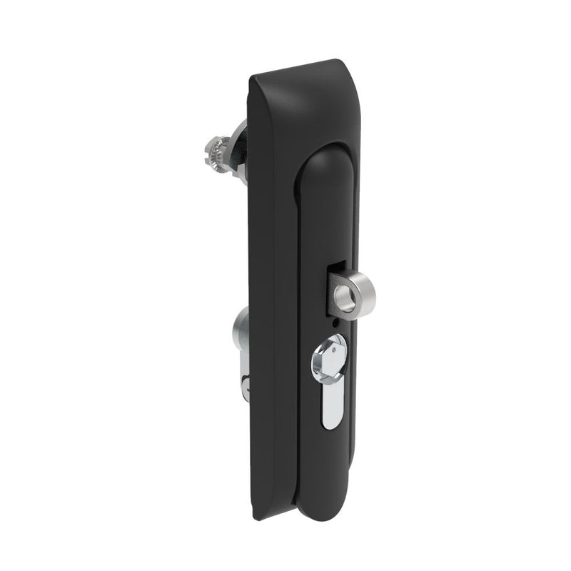 SOUTHCO Swinghandle Latch, Medium Size - 125 mm (4.92 in), With Padlock Hasp, Use with Linear Actuator or as Single Point Latch, Bellcore 216 Key DIN, Non-Sealed, Zinc Alloy, Powder Coated, Black [H3-50-472-050]