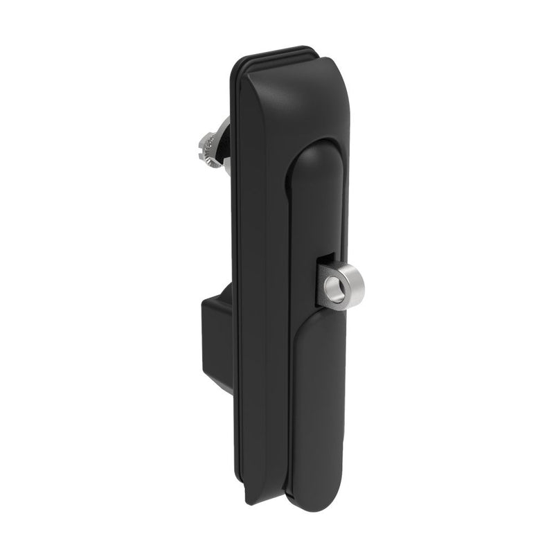 SOUTHCO Swinghandle Latch, Medium Size - 125 mm (4.92 in), With Padlock Hasp, Use with Linear Actuator or as Single Point Latch, Bellcore 216 Key DIN, Sealed, Zinc Alloy, Powder Coated, Black [H3-50-472-150]