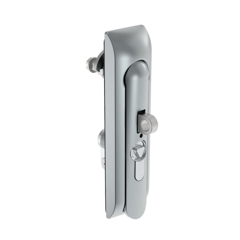 SOUTHCO Swinghandle Latch, Medium Size - 125 mm (4.92 in), With Padlock Hasp, Use with Linear Actuator or as Single Point Latch, 8 mm Triangle DIN, Non-Sealed, Zinc Alloy, Satin Chrome Plated [H3-50-477-044]