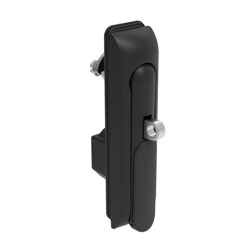 SOUTHCO Swinghandle Latch, Medium Size - 125 mm (4.92 in), With Padlock Hasp, Use with Linear Actuator or as Single Point Latch, 8 mm Triangle DIN, Sealed, Zinc Alloy, Powder Coated, Black [H3-50-477-150]
