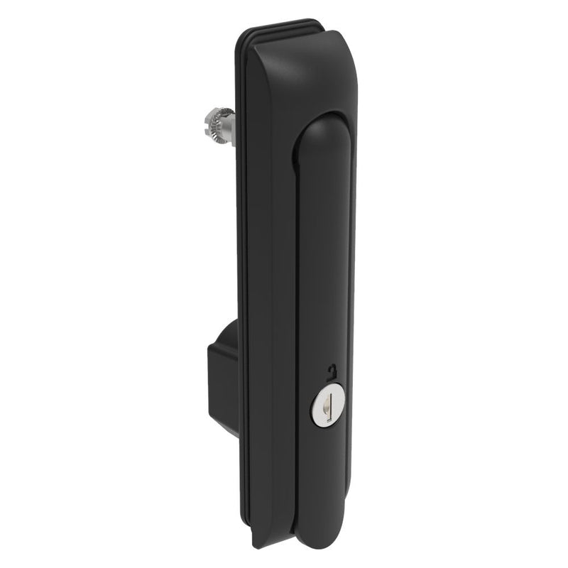 SOUTHCO Swinghandle Latch, Large Size - 150 mm (5.9 in), Without Padlock Hasp, Use with Linear Actuator, CH 751 Key (2 Keys Included), Sealed, Zinc Alloy, Powder Coated, Black [H3-60-101-150]